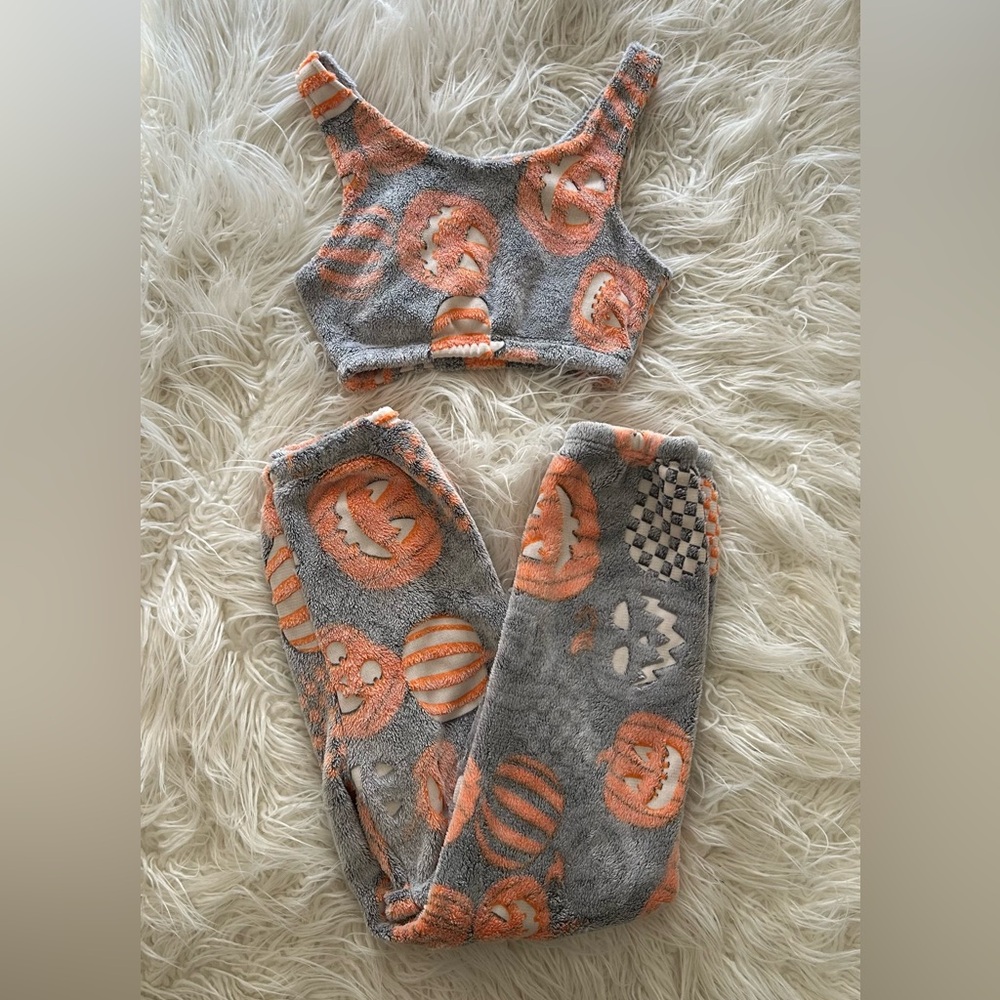 Fuzzy Glow in the Dark Halloween Pajama Set